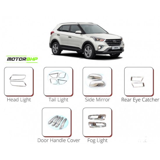 Hyundai Creta (2018 Onwards) Chrome Accessories Combo Kit  (Set of 7 items) 