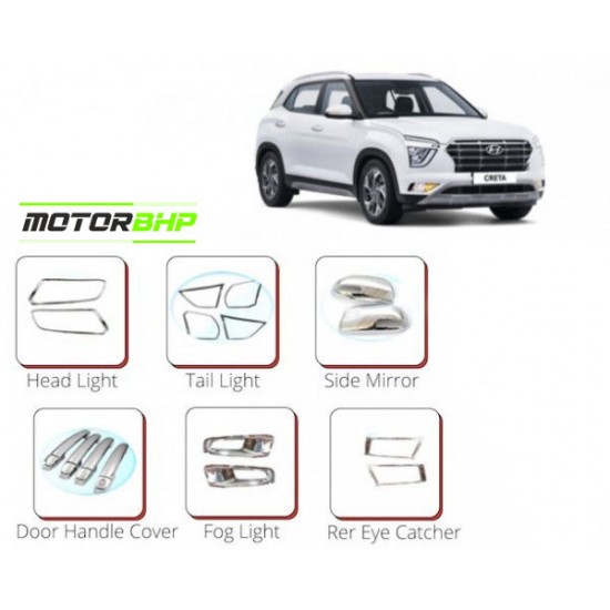 Hyundai Creta (2020 Onwards)  Chrome Accessories Combo Kit  (Set of 7 items) 