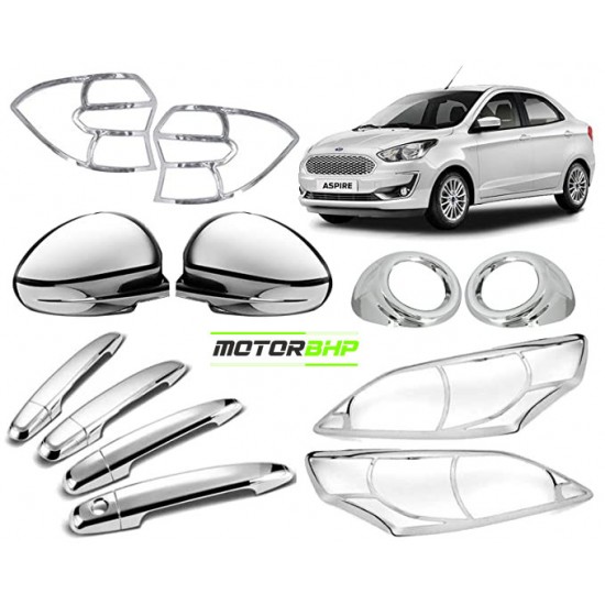 Ford Figo Aspire (2015 Onwards) Chrome Accessories Combo Kit  (Set of 5 items) 