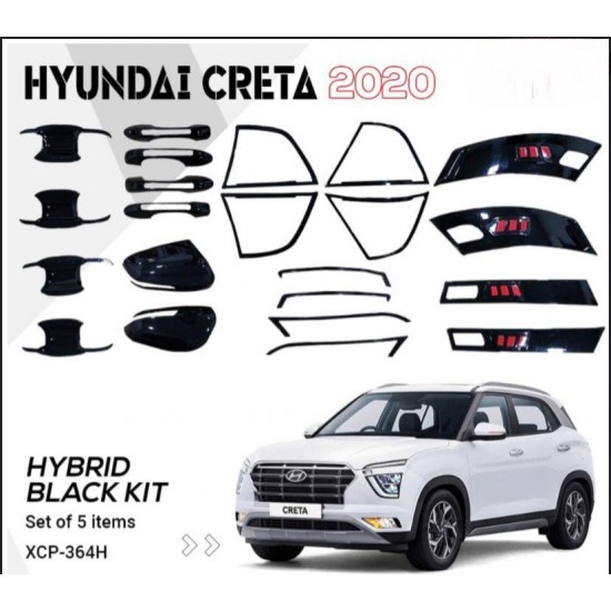  Hyundai Creta Hybrid Black Chrome Accessories Combo Kit (2020-Onwards) Set Of 5pcs