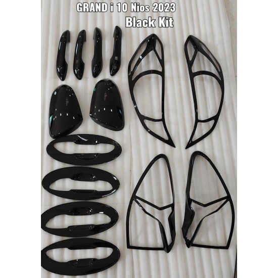 Hyundai Grand i10 Nios Black Chrome Accessories Combo Kit (2022-Onwards) Set Of 5pcs Hyundai Grand i10 Nios Black Chrome Accessories Combo Kit (2022-Onwards) Set Of 5pcs