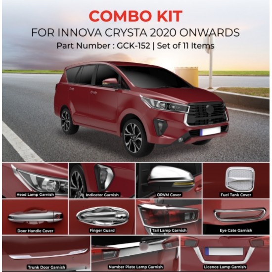  Toyota Innova Crysta Chrome Accessories Combo Kit (2016-Onwards) (Set of 11 items) 