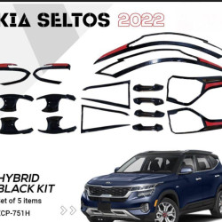 Kia Seltos Hybrid Black Chrome Accessories Combo Kit (2020 Onwards) Set Of 5pcs  Kia Seltos Hybrid Black Chrome Accessories Combo Kit (2020 Onwards) Set Of 5pcs