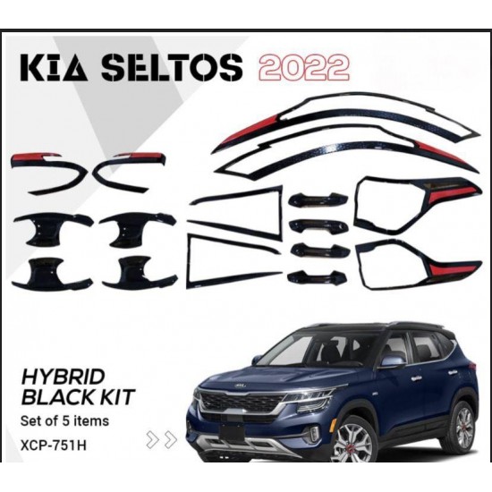  Kia Seltos Hybrid Black Chrome Accessories Combo Kit (2020 Onwards) Set Of 5pcs