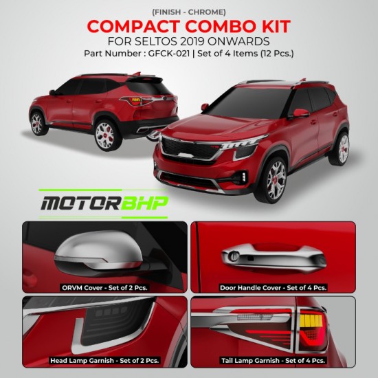  Kia Seltos Chrome Accessories Combo Kit (2019 Onwards) Set Of 4pcs