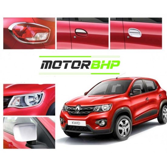 Renault kwid (2015 Onwards) Chrome Accessories Combo Kit  (Set of 8 items) 