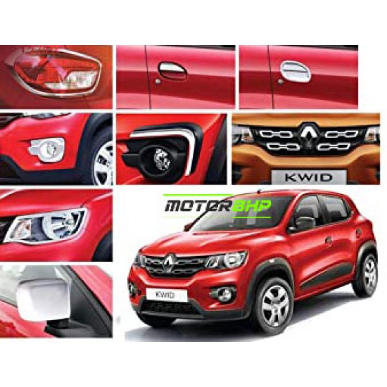 Renault kwid (2015 Onwards) Chrome Accessories Combo Kit  (Set of 10 items) 