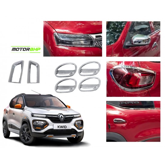 Renault kwid (2019 Onwards) Chrome Accessories Combo Kit  (Set of 8 items) 