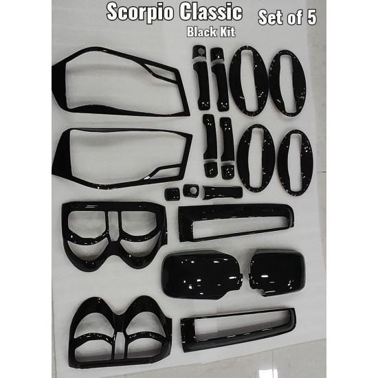 Mahindra Scorpio Classic Black Chrome Accessories Combo Kit (2022 Onwards) Set Of 5pcs