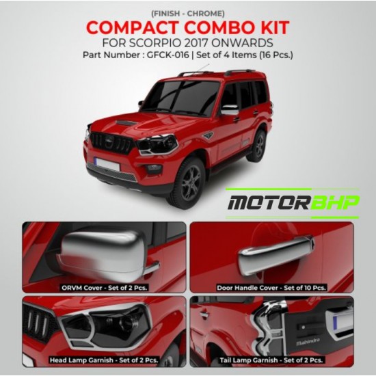  Mahindra Scorpio (2017 Onwards) Chrome Accessories Combo Kit  (Set of 4 items) 