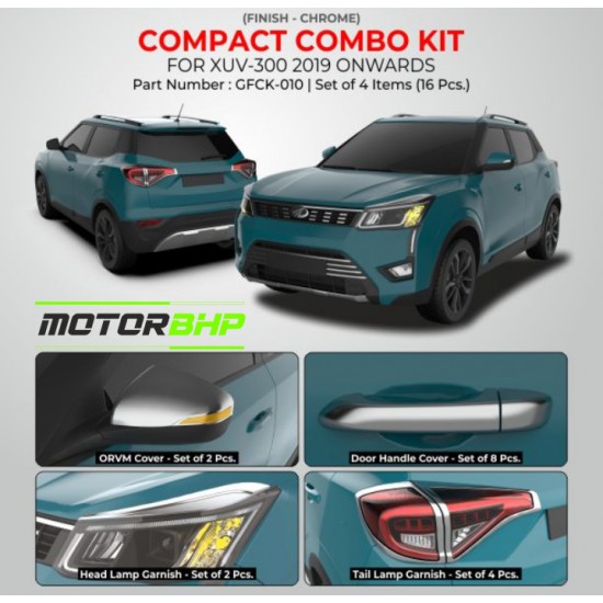 Mahindra XUV300 (2019 Onwards) Chrome Accessories Combo Kit  (Set of 4 items) 