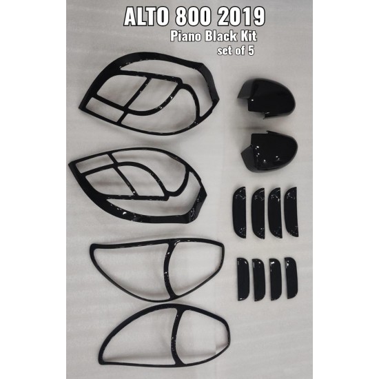 Maruti Suzuki Alto 800 Black Chrome Accessories Combo Kit (2019-Onwards) Set Of 5pcs