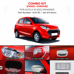 Maruti Suzuki Alto K10 Chrome Accessories Combo Kit (2022-Onwards) Set Of 6pcs Maruti Suzuki Alto K10 Chrome Accessories Combo Kit (2022-Onwards) Set Of 6pcs