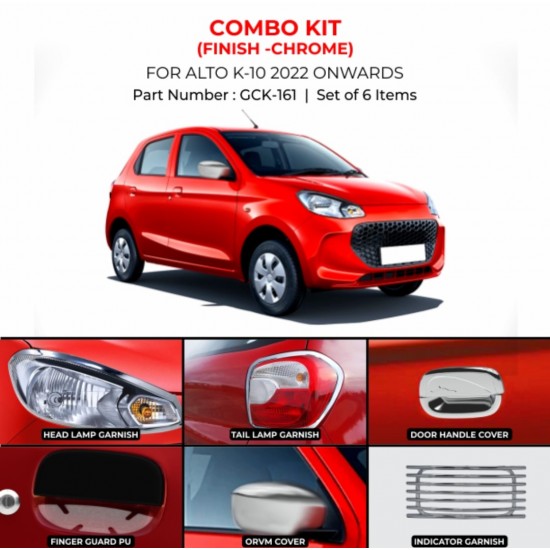 Maruti Suzuki Alto K10 Chrome Accessories Combo Kit (2022-Onwards) Set Of 6pcs