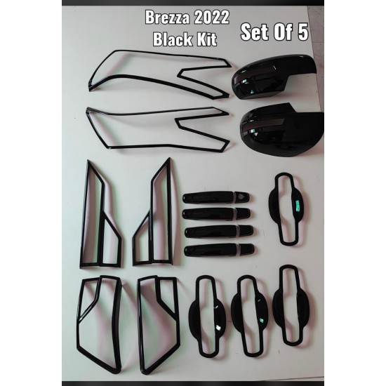Maruti Suzuki Brezza Black Chrome Accessories Combo Kit (2022 Onwards) Set Of 5pcs