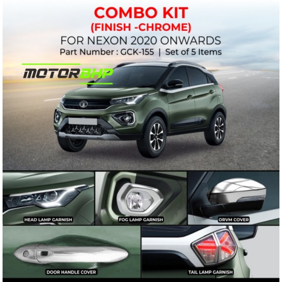 Tata Nexon  Chrome Accessories Combo Kit  (Set of 6 items) (2020 Onwards)