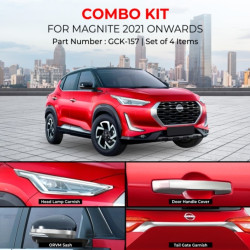 Galio Nissan Magnite Chrome Accessories Combo Kit (Set of 4 items) (2021-Onwards)  Galio Nissan Magnite Chrome Accessories Combo Kit (Set of 4 items) (2021-Onwards)