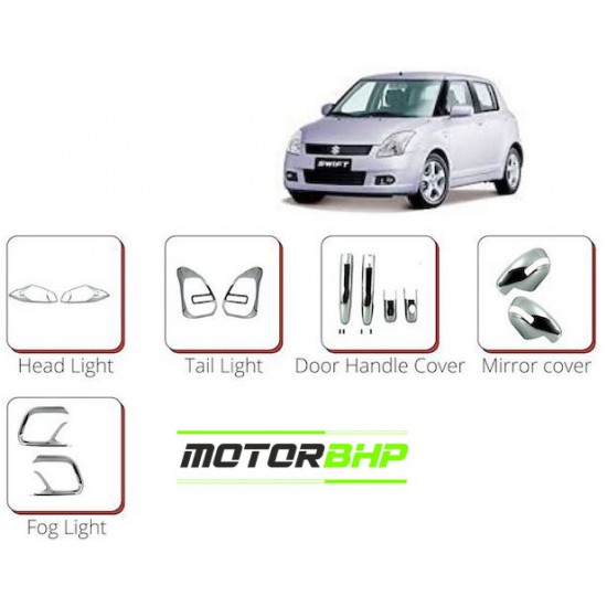 Maruti Suzuki Swift (2011 Onwards) Chrome Accessories Combo Kit (Set of 6 items)