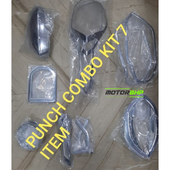 Tata Punch (2021 Onwards) Chrome Accessories Combo Kit  (Set of 7 items) 