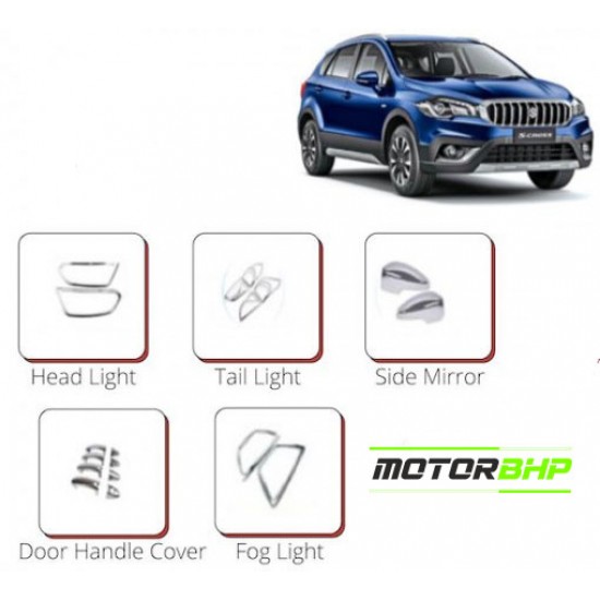  Maruti Suzuki S Cross (2015 Onwards) Chrome Accessories Combo Kit  (Set of 6 items) 