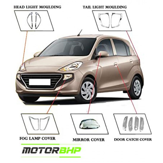 Hyundai Santro (2018 Onwards) Chrome Accessories Combo Kit  (Set of 6 items) 