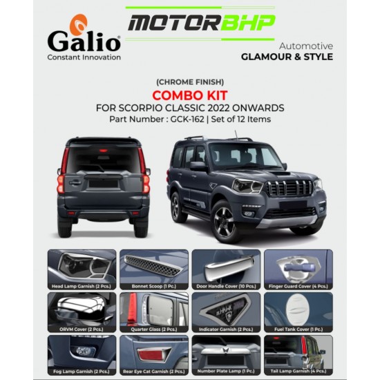  Mahindra Scorpio Classic (Chrome Finish) Combo Kit  (Set of 12 items) (2022 Onwards)