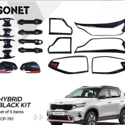 Kia Sonet Hybrid Black Chrome Accessories Combo Kit (2020 Onwards) Set Of 5pcs  Kia Sonet Hybrid Black Chrome Accessories Combo Kit (2020 Onwards) Set Of 5pcs