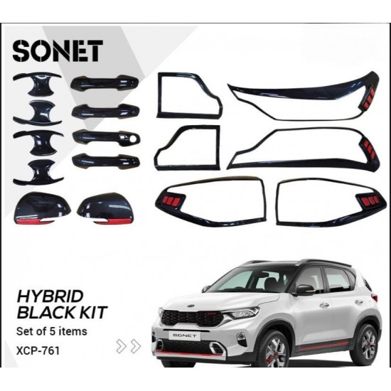  Kia Sonet Hybrid Black Chrome Accessories Combo Kit (2020 Onwards) Set Of 5pcs