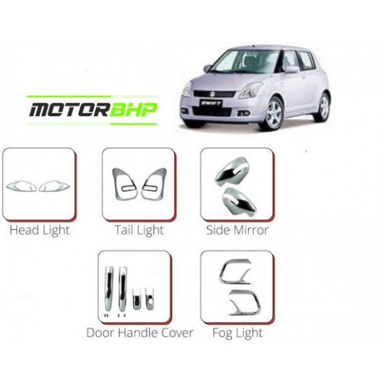 Maruti Suzuki Swift (2014 Onwards) Chrome Accessories Combo Kit (Set of 7 items)