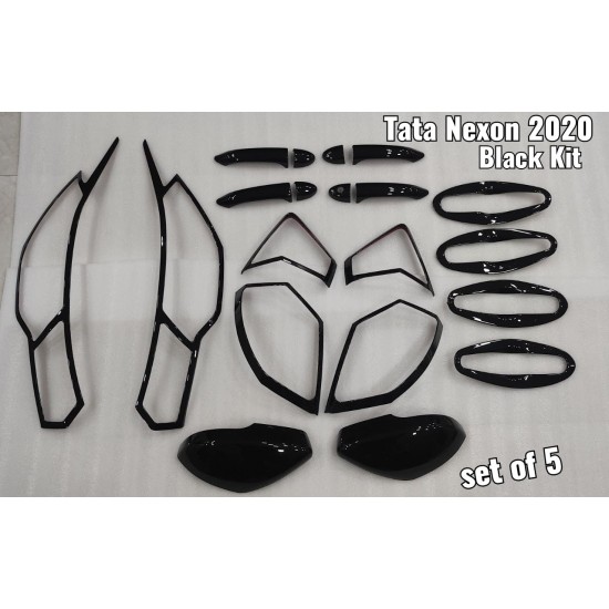 Tata Nexon Black Chrome Accessories Combo Kit  (Set of 5 items) (2020-Onwards)