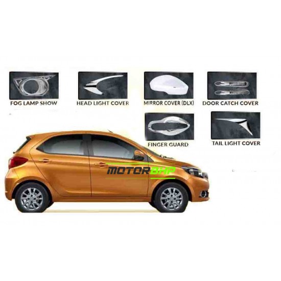 Tata Tiago (2016 Onwards) Chrome Accessories Combo Kit  (Set of 8 items) 