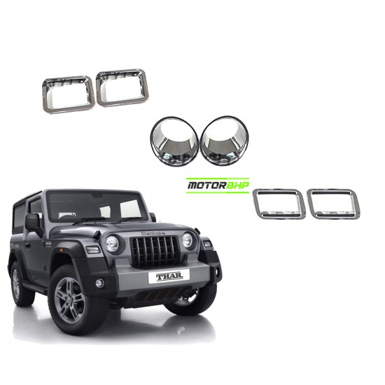 Mahindra Thar (2021 Onwards) Chrome Accessories Combo Kit  (Set of 8 items) 