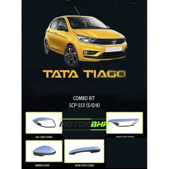 Tata Tiago (2020 Onwards) Chrome Accessories Combo Kit  (Set of 6 items) 
