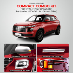 Hyundai Venue Compact Combo Kit Chrome Accessories  (Set of 4 items) (2022-Onwards) Hyundai Venue Compact Combo Kit Chrome Accessories  (Set of 4 items) (2022-Onwards)