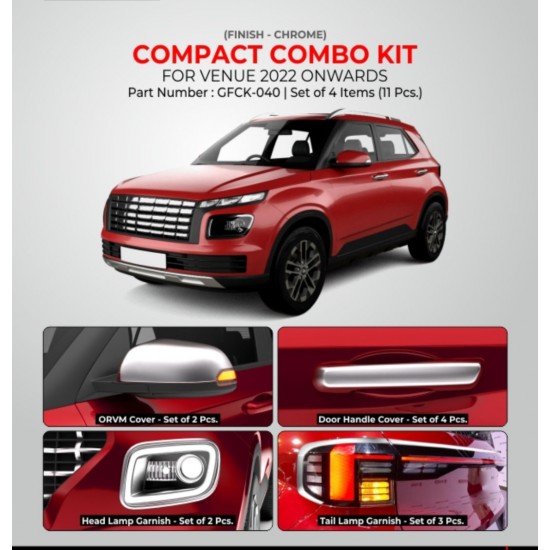Hyundai Venue Compact Combo Kit Chrome Accessories  (Set of 4 items) (2022-Onwards)