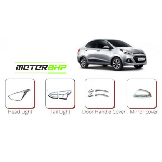 Hyundai Xcent (2014 Onwards) Chrome Accessories Combo Kit  (Set of 6 items) 
