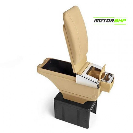 Maruti Suzuki Dzire Beige Chrome Car Armrest With Glass Holder & Ash Tray (2017-Onwards)