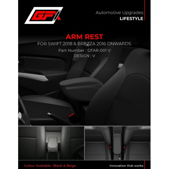 GFX Black Armrest for Maruti Suzuki Brezza 2016-Onwards