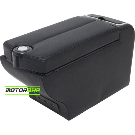 Honda City 2014 iDtec Premium Car ArmRest with USB charging port and storage box-Black