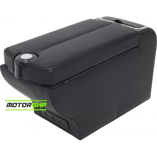 Hyundai Aura Premium Car ArmRest with USB charging port and storage box-Black