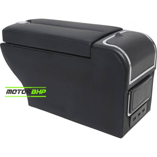 Honda City 2014 iDtec Premium Car ArmRest with USB charging port and storage box-Black