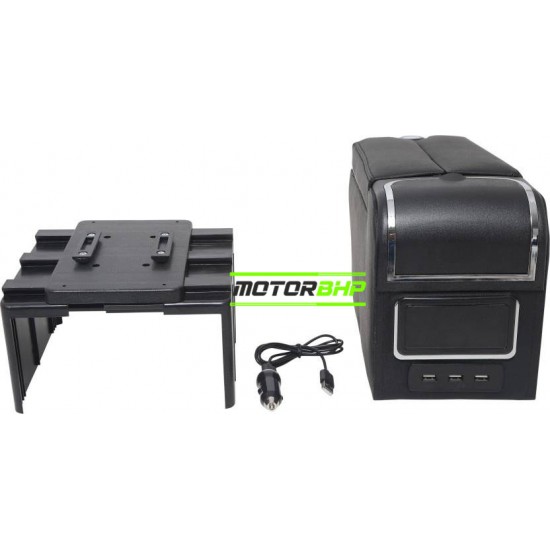 Nissan Magnite Premium Car ArmRest with USB charging port and storage box-Black