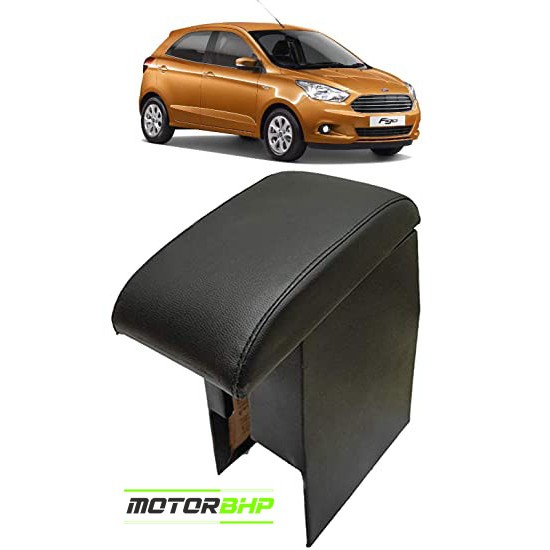 Ford New Figo (2014 Onwards) Custom Fitted Wooden Car Center Console Armrest - Black