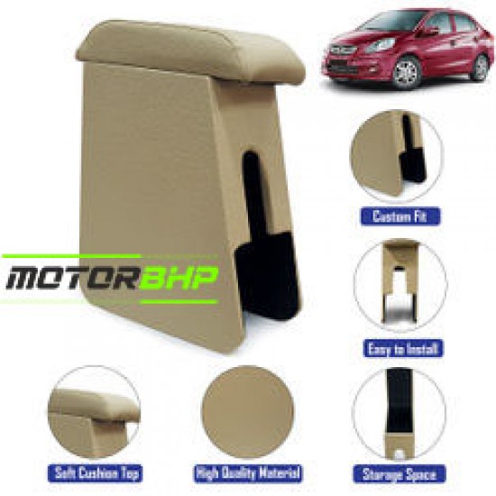 Honda Amaze (2013-2018) Custom Fitted Wooden Car Center Console Armrest - Beige