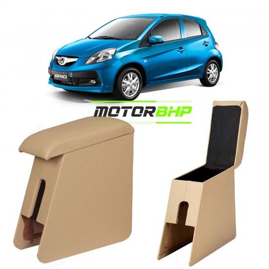 Honda Brio (2011 Onwards) Custom Fitted Wooden Car Center Console Armrest - Beige