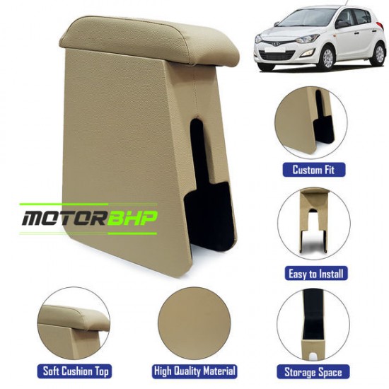 Hyundai i20 (2008-2012) Custom Fitted Wooden Car Center Console Armrest - Beige