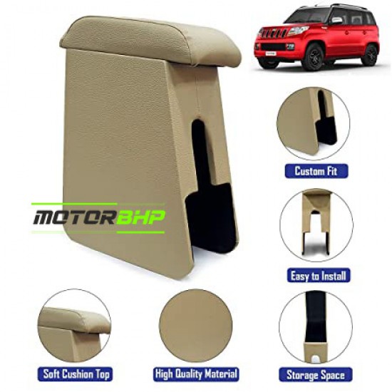 Mahindra TUV300 Custom Fitted Wooden Car Center Console Armrest - Beige