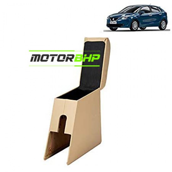 Maruti Suzuki Baleno (2019 Onwards) Custom Fitted Wooden Car Center Console Armrest - Beige