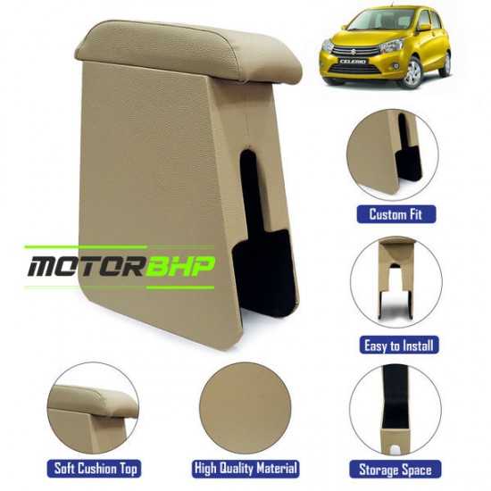 Maruti Suzuki Celerio (2014 Onwards) Custom Fitted Wooden Car Center Console Armrest - Beige