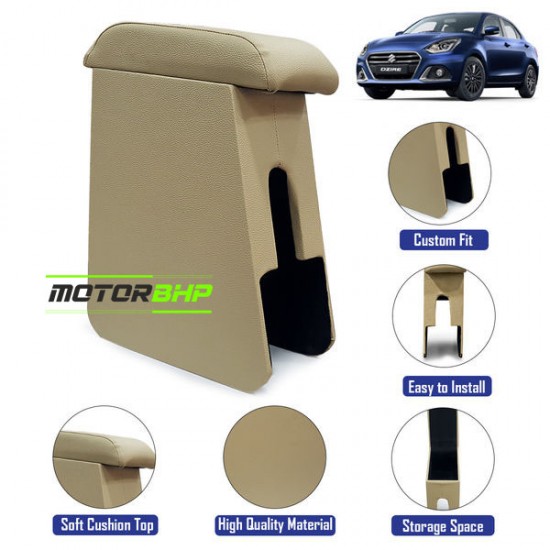 Maruti Suzuki Dzire Custom Fitted Wooden Car Center Console Armrest - Beige (2017 Onwards)